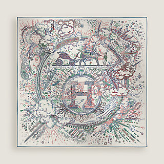 Please Hold The Line scarf 90 - Blue | Hermès Netherlands